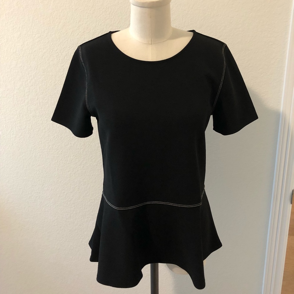 Ann Taylor Factory Peplum Black Blouse